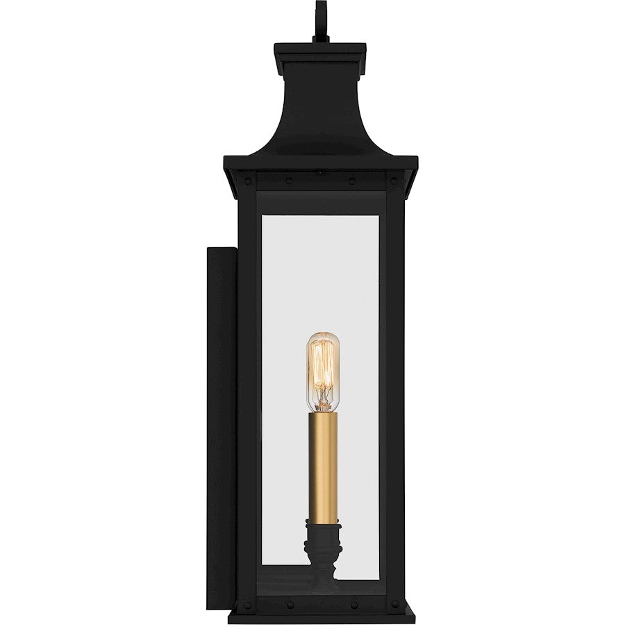 Abernathy 2Lt Outdoor Lantern, Black/Clear Tempered Glass