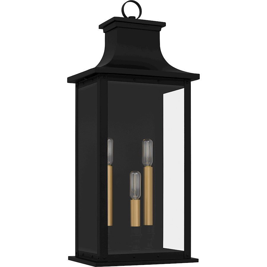 Abernathy 3 Light Outdoor Lantern, Matte Black/Glass