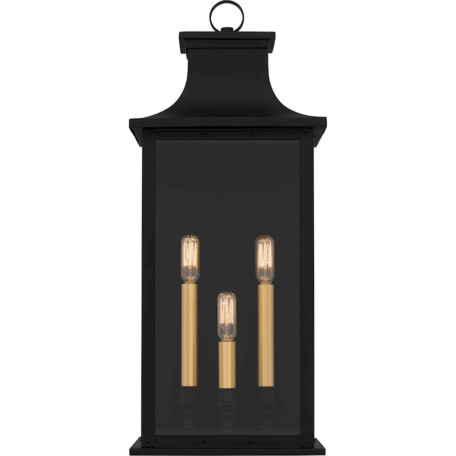 Abernathy 3 Light Outdoor Lantern, Matte Black/Glass