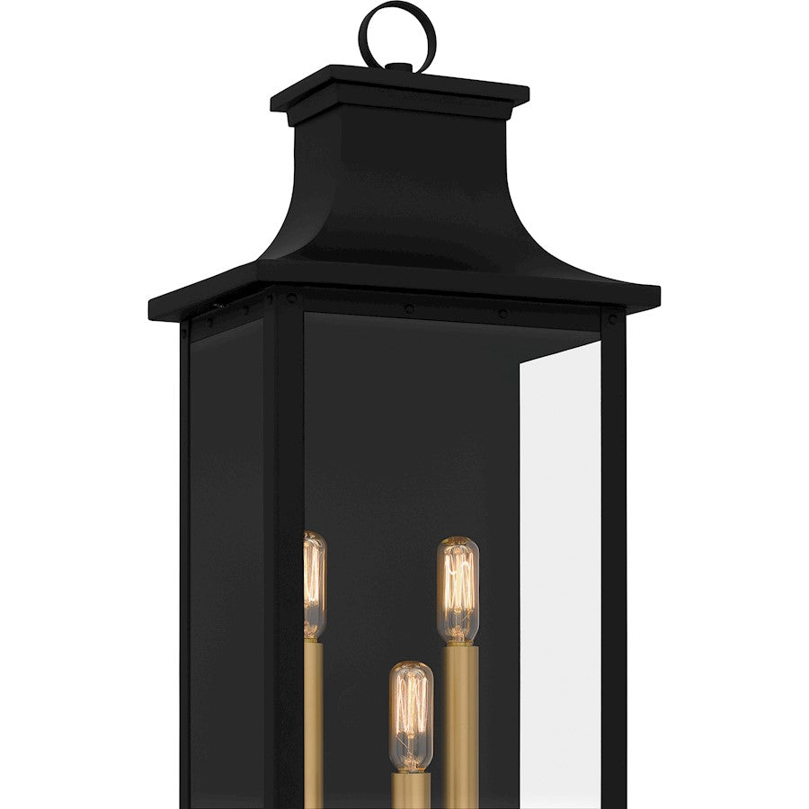 Abernathy 3 Light Outdoor Lantern, Matte Black/Glass