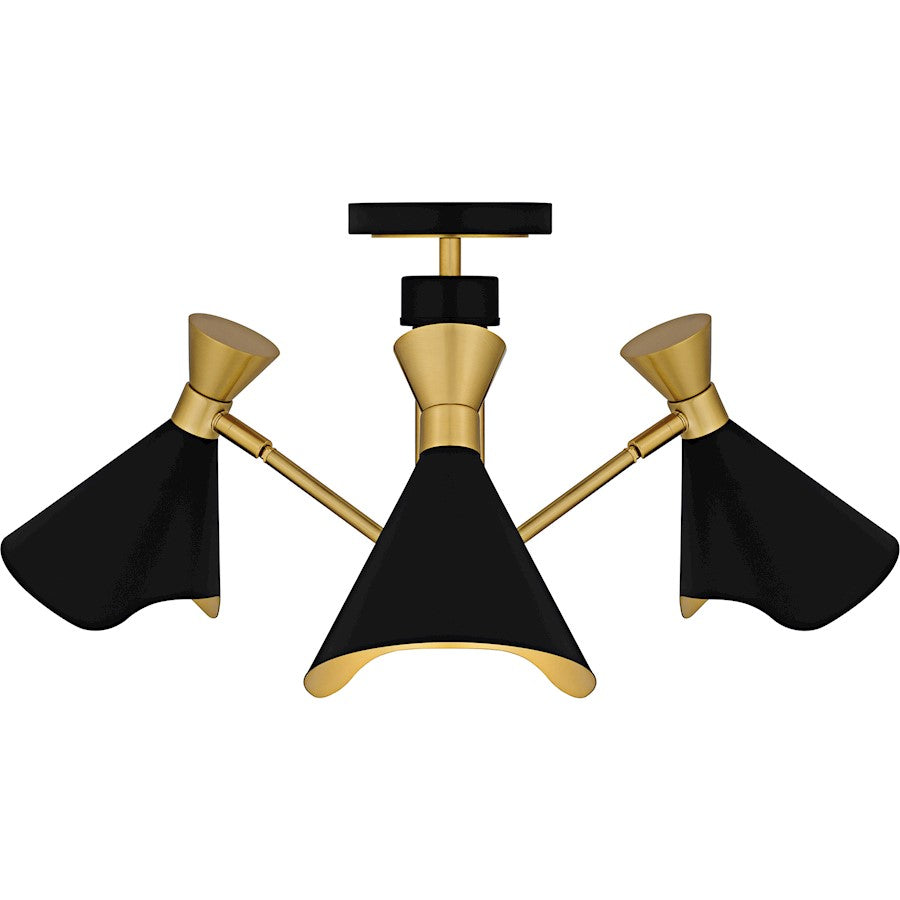 Arden 3Light Semi-Flush Mount, Matte Black/Metal