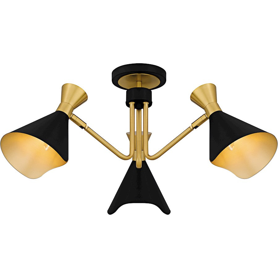Arden 3Light Semi-Flush Mount, Matte Black/Metal