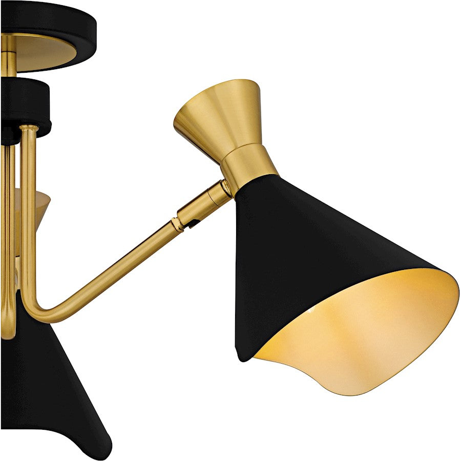 Arden 3Light Semi-Flush Mount, Matte Black/Metal