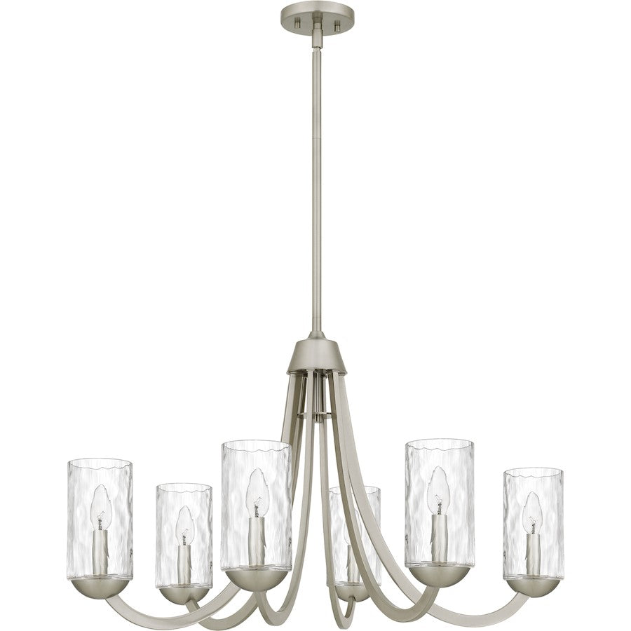 Allard 6Light Chandelier, Brushed Nickel/Clear Water Glass