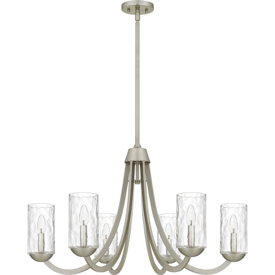 Allard 6Light Chandelier, Brushed Nickel/Clear Water Glass