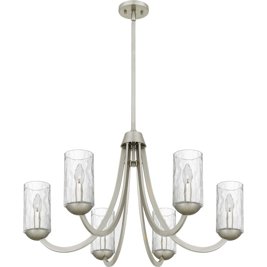 Allard 6Light Chandelier, Brushed Nickel/Clear Water Glass