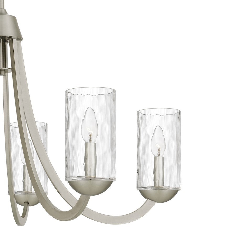 Allard 6Light Chandelier, Brushed Nickel/Clear Water Glass