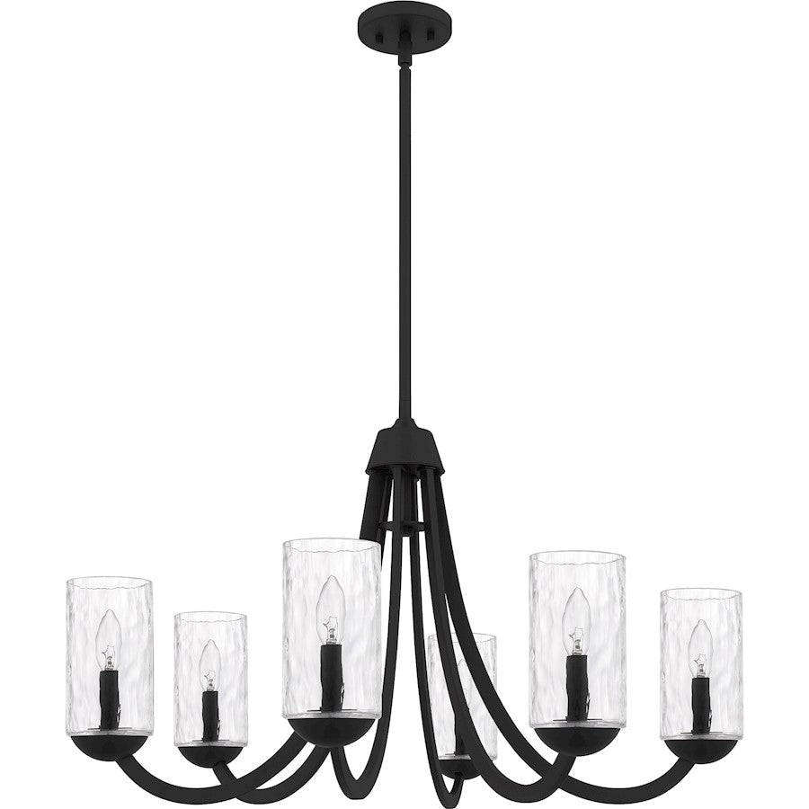 Allard 6Light Chandelier, Matte Black/Clear Water Glass