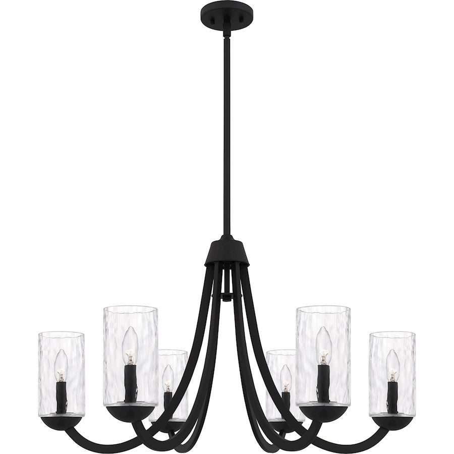 Allard 6Light Chandelier, Matte Black/Clear Water Glass