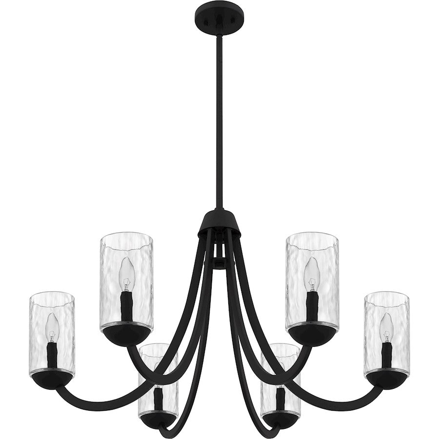 Allard 6Light Chandelier, Matte Black/Clear Water Glass