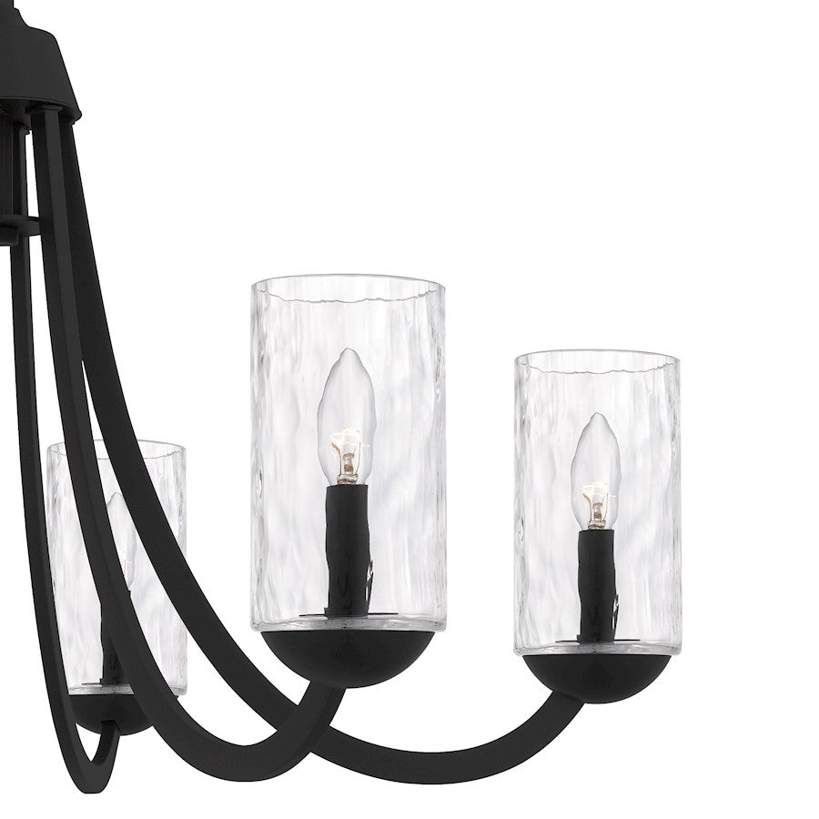 Allard 6Light Chandelier, Matte Black/Clear Water Glass