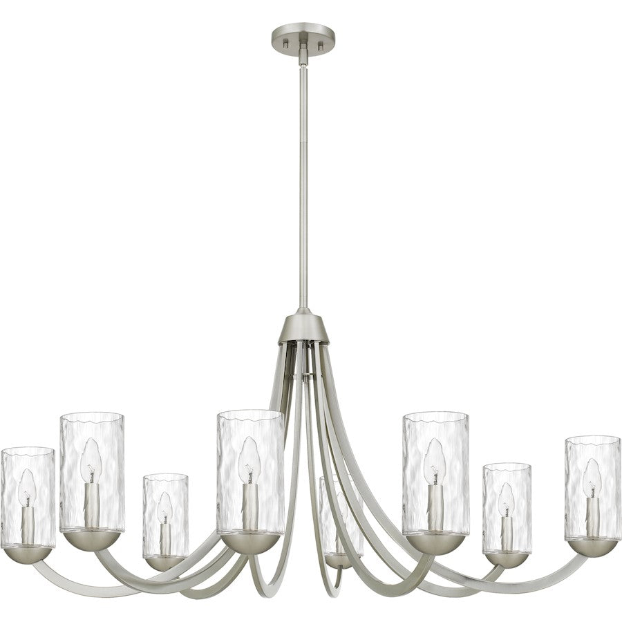 Allard 8Light Chandelier, Brushed Nickel/Clear Water Glass
