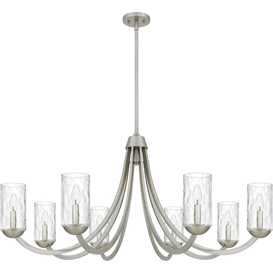 Allard 8Light Chandelier, Brushed Nickel/Clear Water Glass