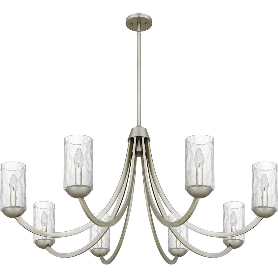 Allard 8Light Chandelier, Brushed Nickel/Clear Water Glass