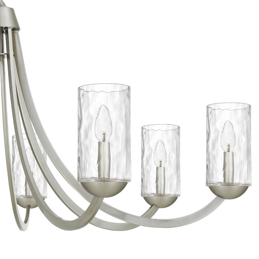 Allard 8Light Chandelier, Brushed Nickel/Clear Water Glass