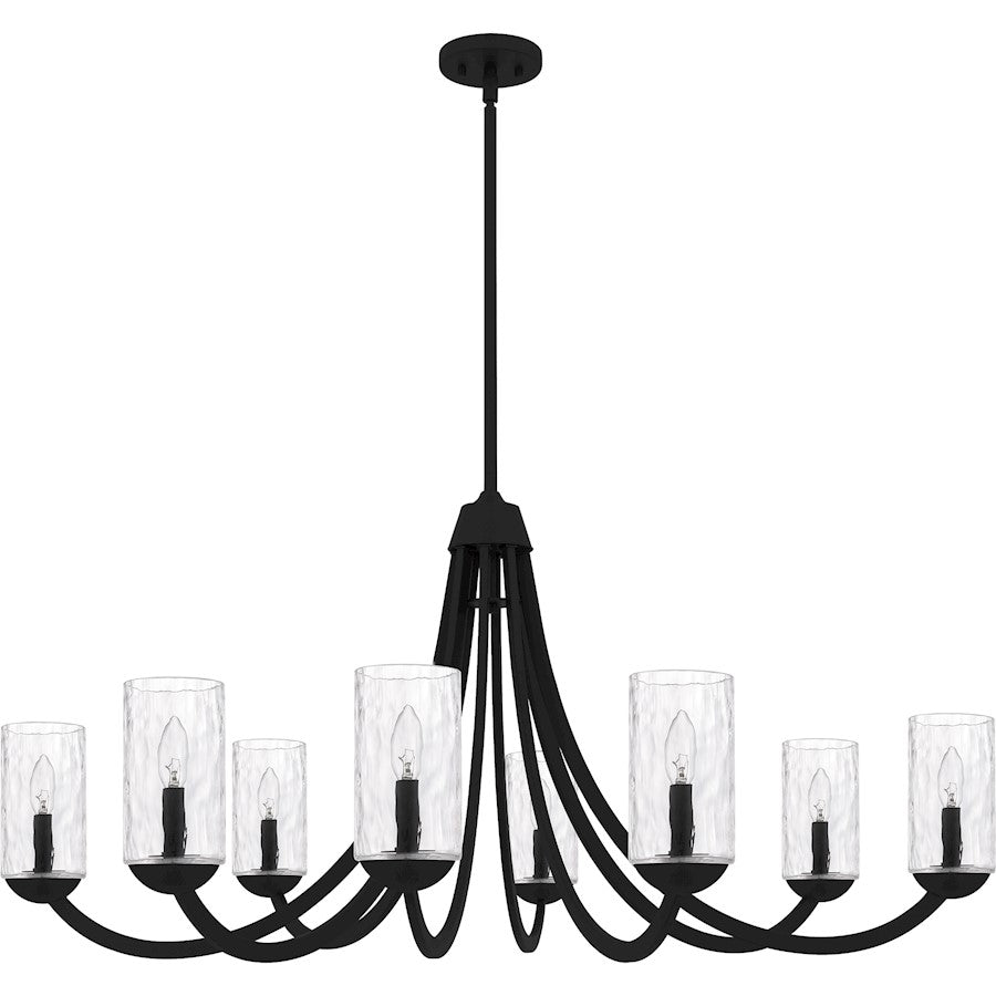 Allard 8Light Chandelier, Matte Black/Clear Water Glass