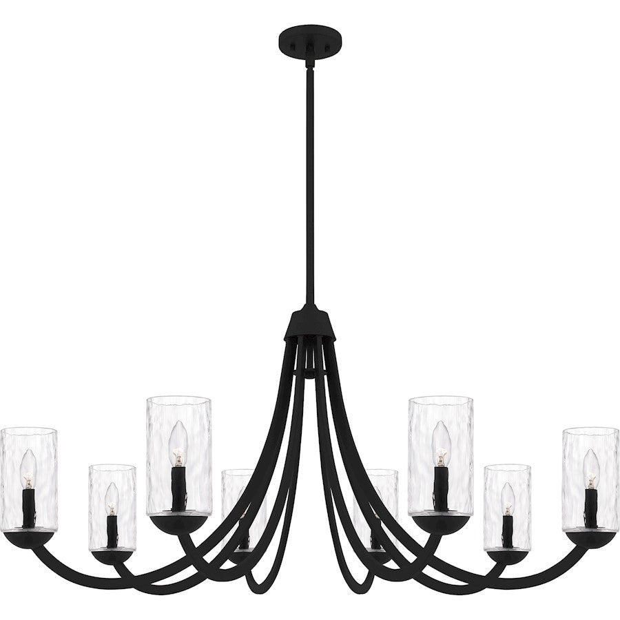 Allard 8Light Chandelier, Matte Black/Clear Water Glass