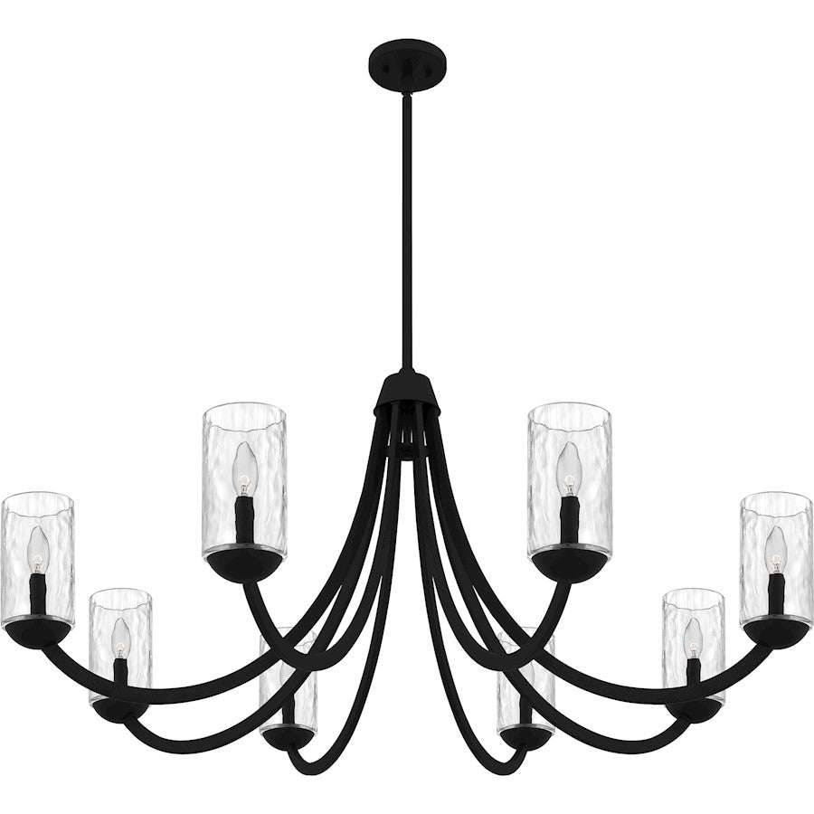 Allard 8Light Chandelier, Matte Black/Clear Water Glass