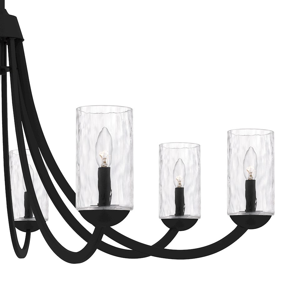 Allard 8Light Chandelier, Matte Black/Clear Water Glass