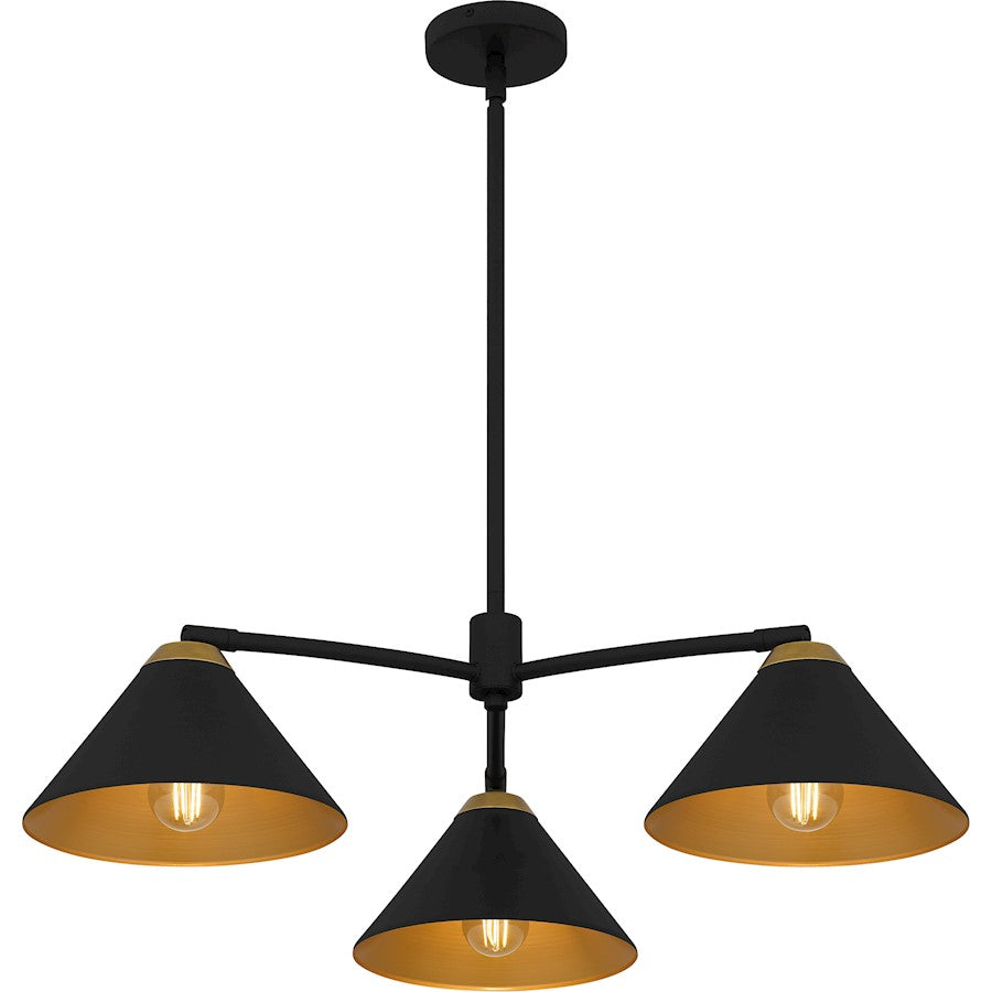 Alscott 3Light Chandelier, Matte Black/Metal