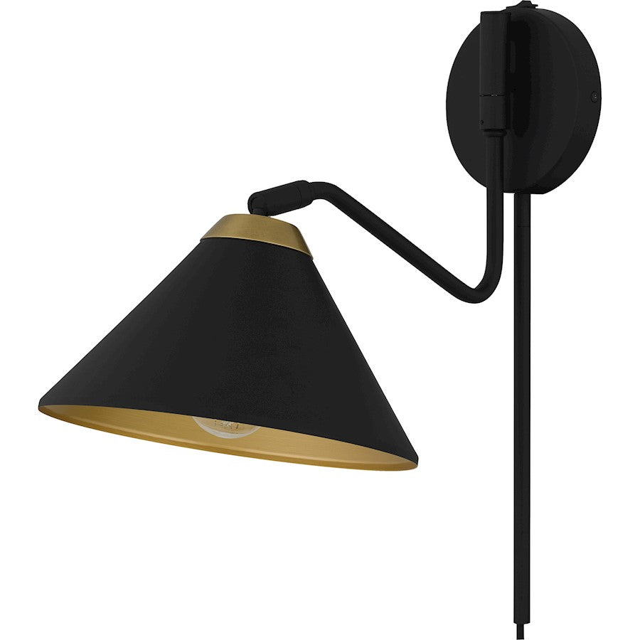 Alscott 1Light Wall Sconce, Matte Black/Metal