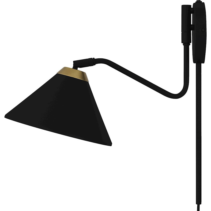 Alscott 1Light Wall Sconce, Matte Black/Metal
