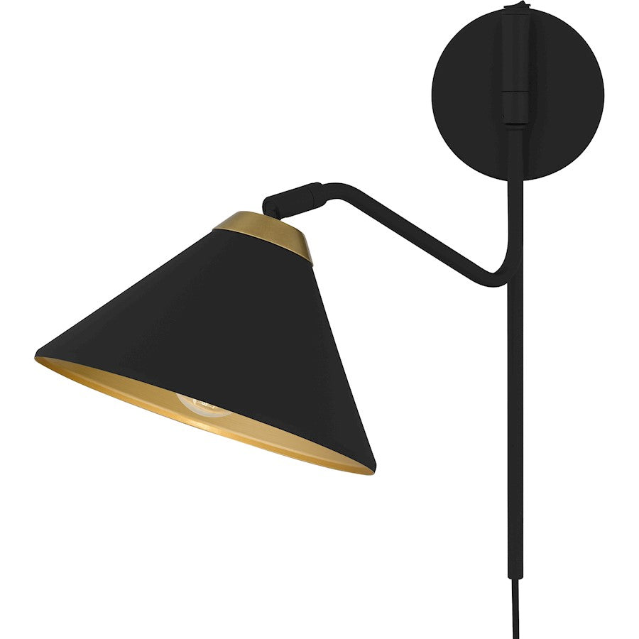 Alscott 1Light Wall Sconce, Matte Black/Metal