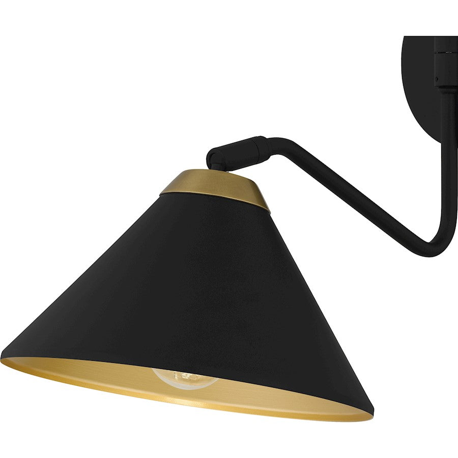 Alscott 1Light Wall Sconce, Matte Black/Metal