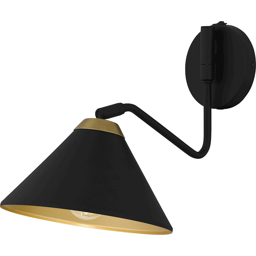 Alscott 1Light Wall Sconce, Matte Black/Metal