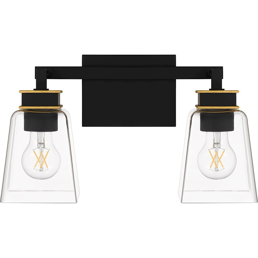 Almany 2 Light Bath Light, Matte Black/Clear Glass