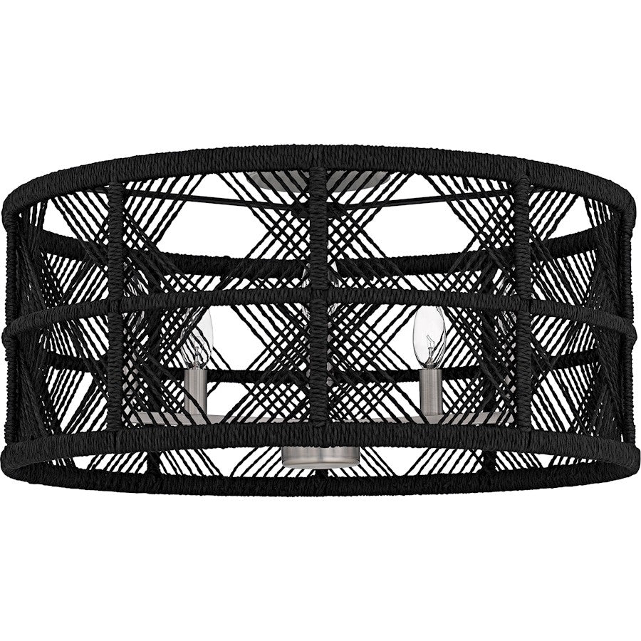 Axford 5Light Semi-Flush Mount, Antique Nickel/Black Rope