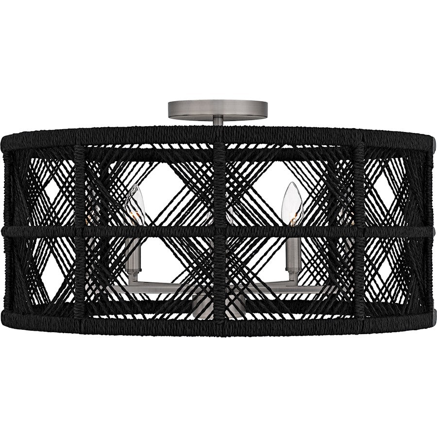 Axford 5Light Semi-Flush Mount, Antique Nickel/Black Rope