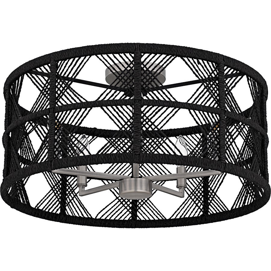 Axford 5Light Semi-Flush Mount, Antique Nickel/Black Rope
