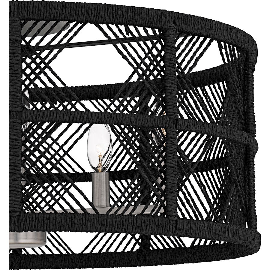 Axford 5Light Semi-Flush Mount, Antique Nickel/Black Rope