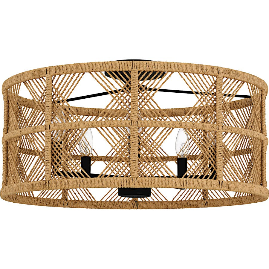 Axford 5Light Semi-Flush Mount, Matte Black/Natural Rope