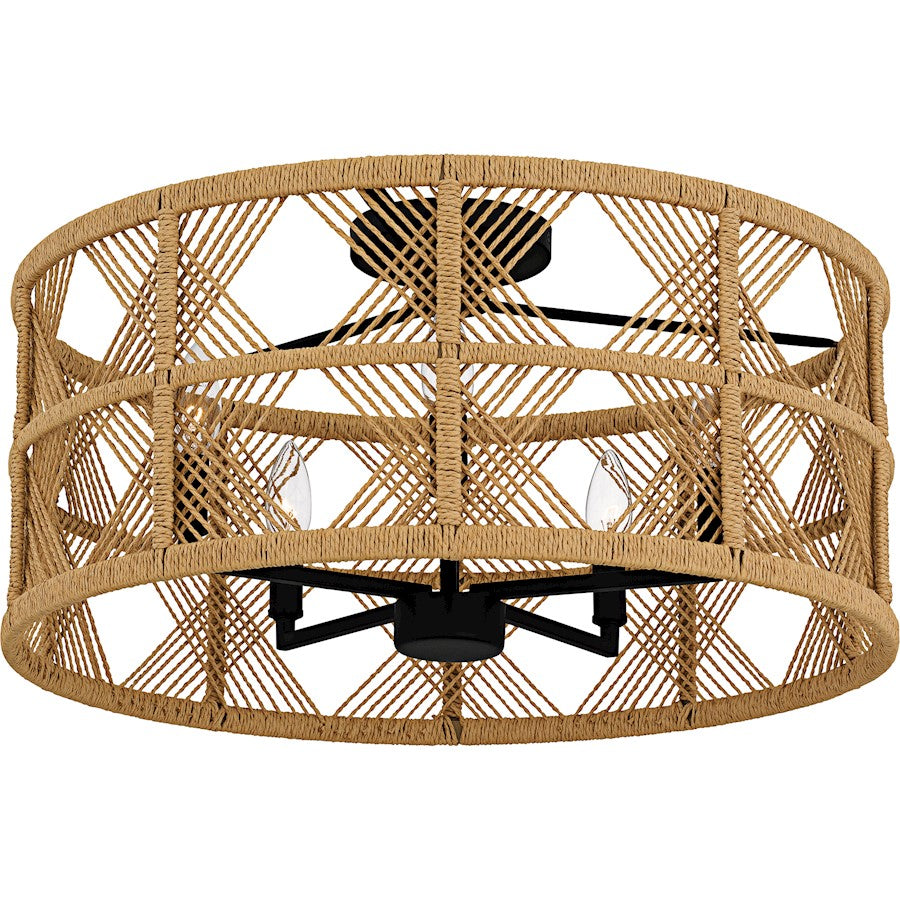 Axford 5Light Semi-Flush Mount, Matte Black/Natural Rope