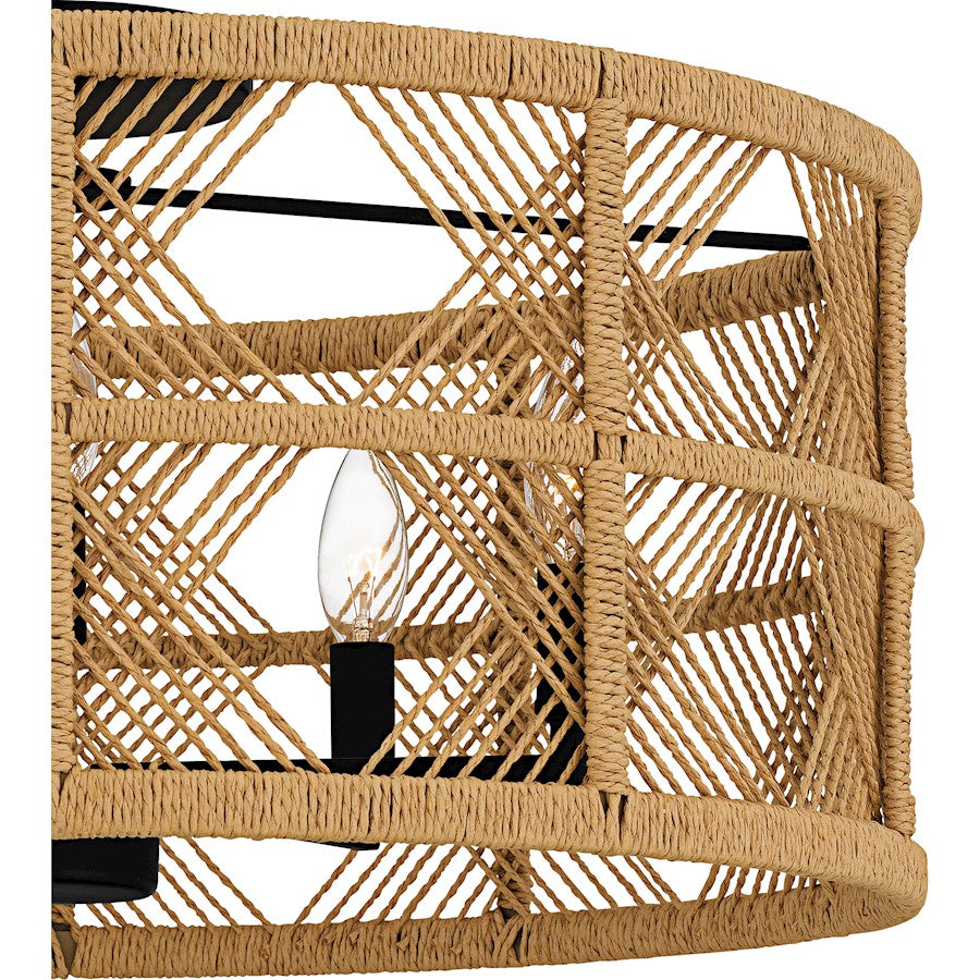 Axford 5Light Semi-Flush Mount, Matte Black/Natural Rope