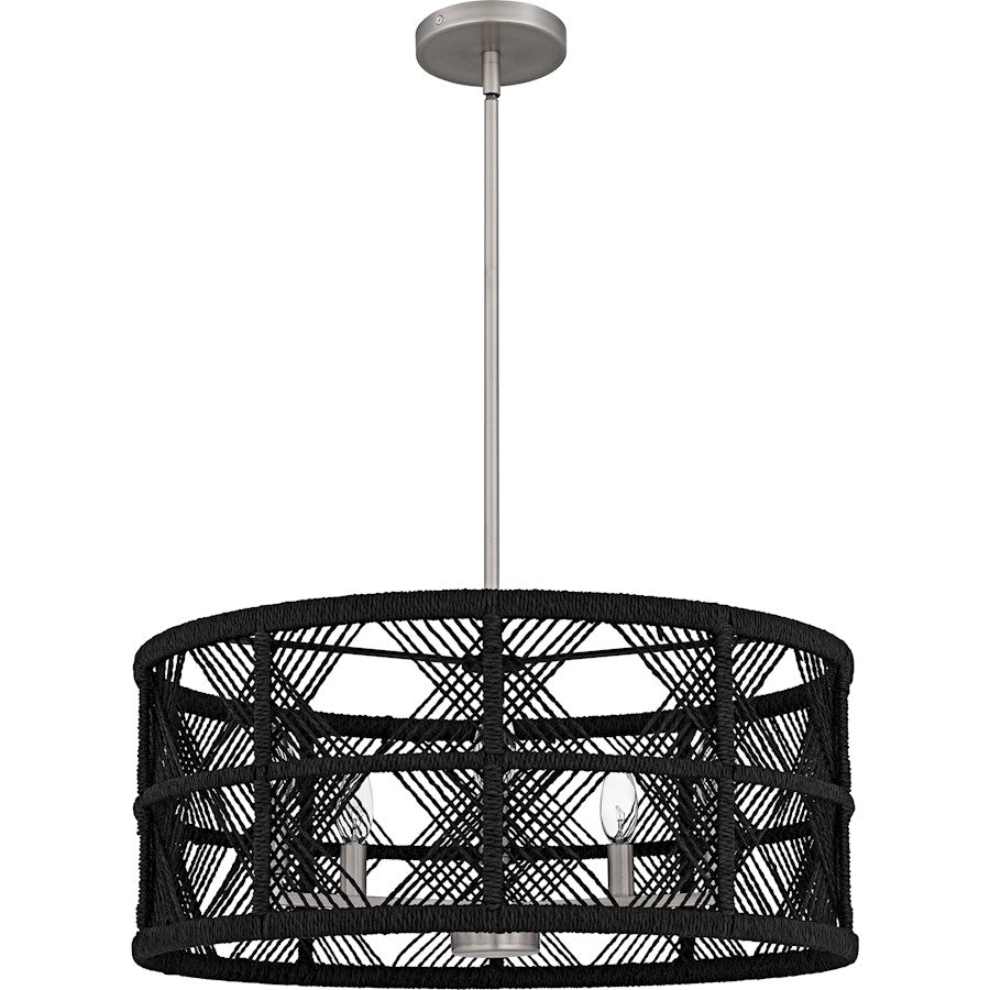 Axford 5Light Pendant, Antique Nickel/Black Rope