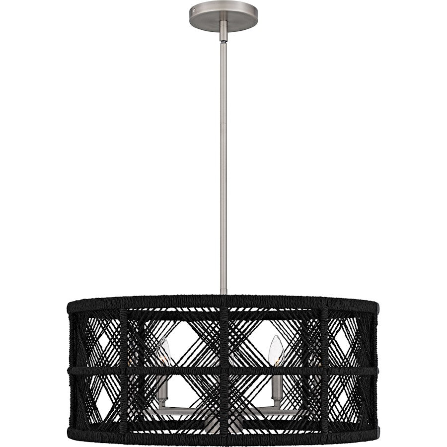 Axford 5Light Pendant, Antique Nickel/Black Rope