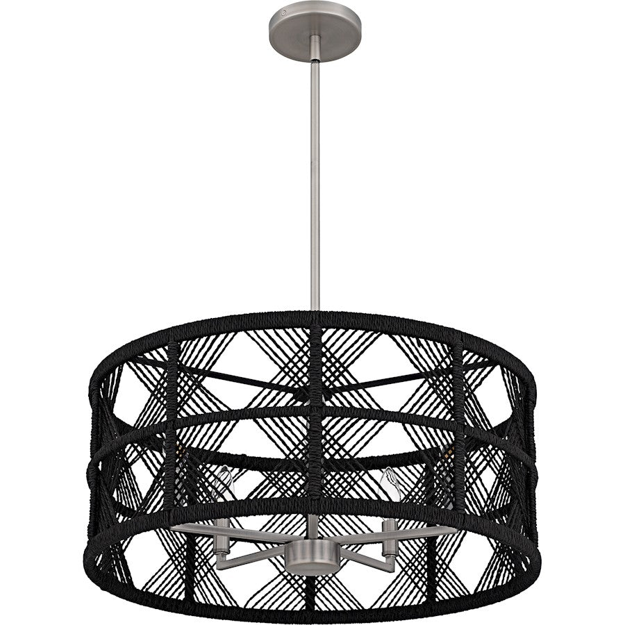 Axford 5Light Pendant, Antique Nickel/Black Rope