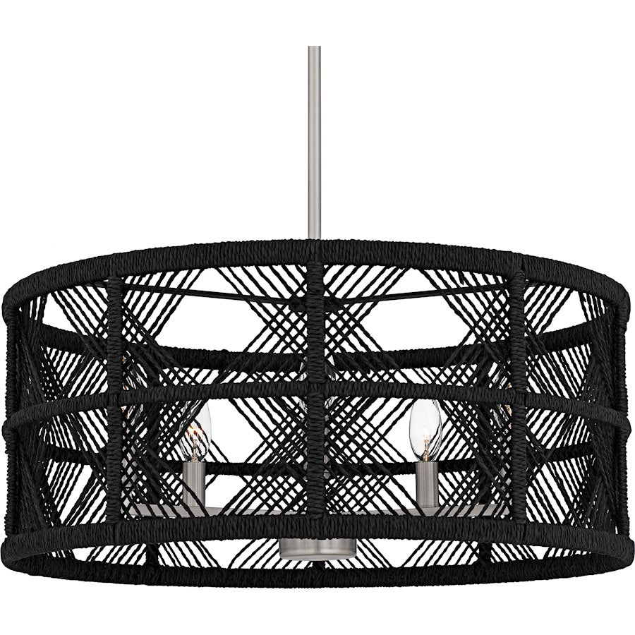 Axford 5Light Pendant, Antique Nickel/Black Rope