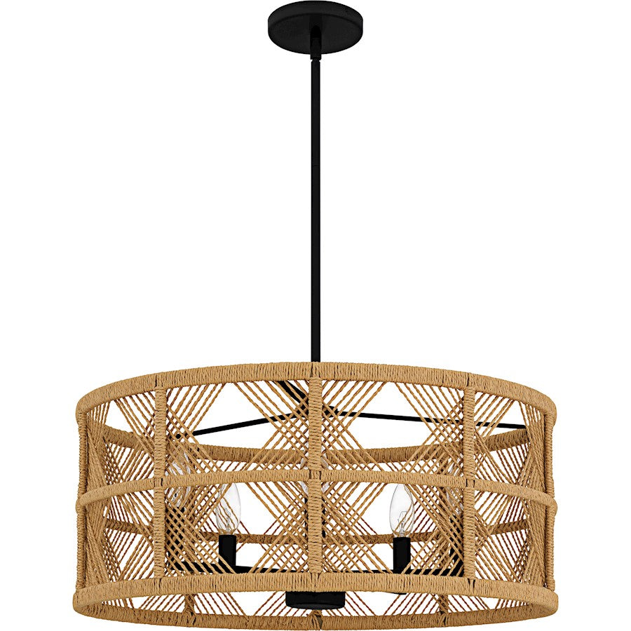 Axford 5Light Pendant, Matte Black/Natural Rope