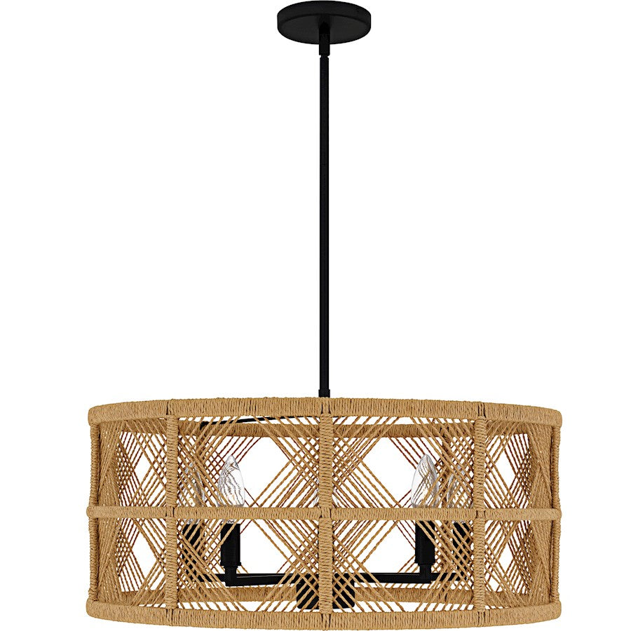 Axford 5Light Pendant, Matte Black/Natural Rope