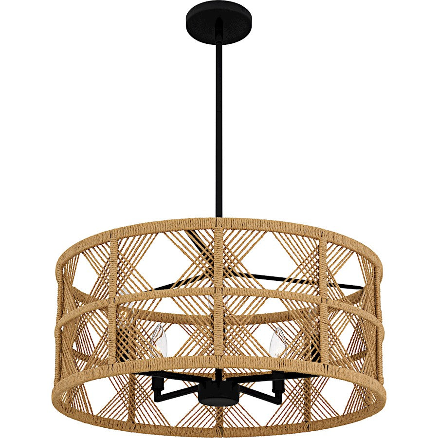 Axford 5Light Pendant, Matte Black/Natural Rope