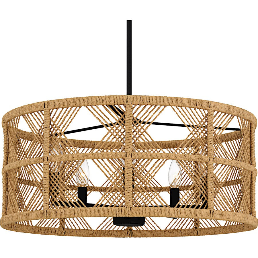 Axford 5Light Pendant, Matte Black/Natural Rope