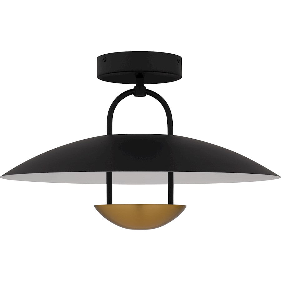 Bingham Light Semi-Flush Mount, Matte Black/Metal