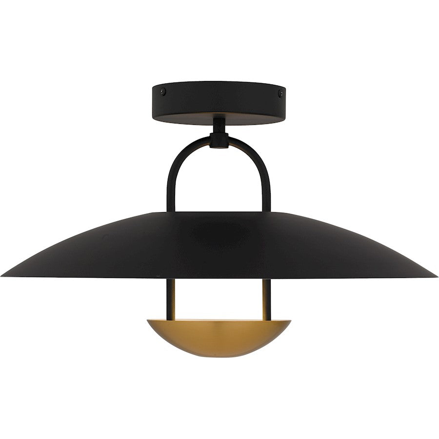 Bingham Light Semi-Flush Mount, Matte Black/Metal