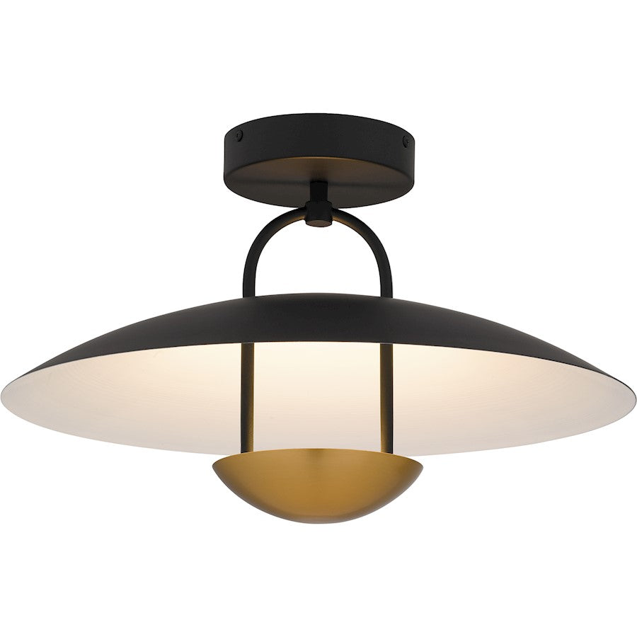 Bingham Light Semi-Flush Mount, Matte Black/Metal