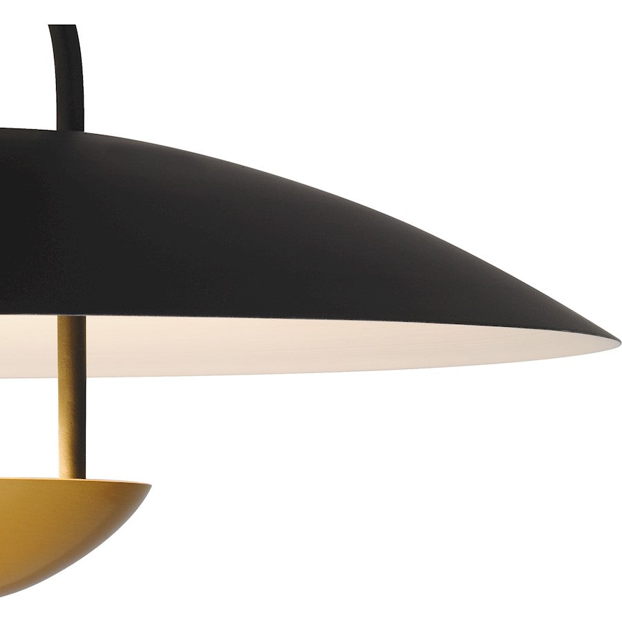 Bingham Light Semi-Flush Mount, Matte Black/Metal