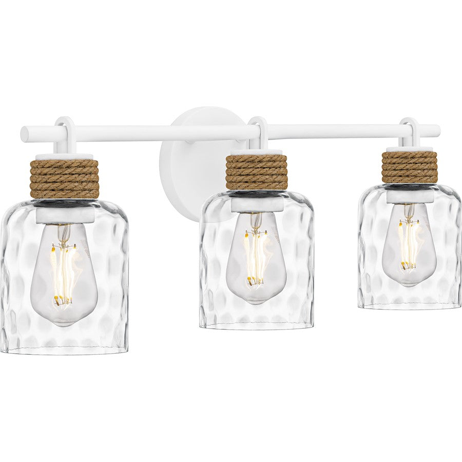 Baltic 3Light Bath Light, Matte White/Clear Water Glass